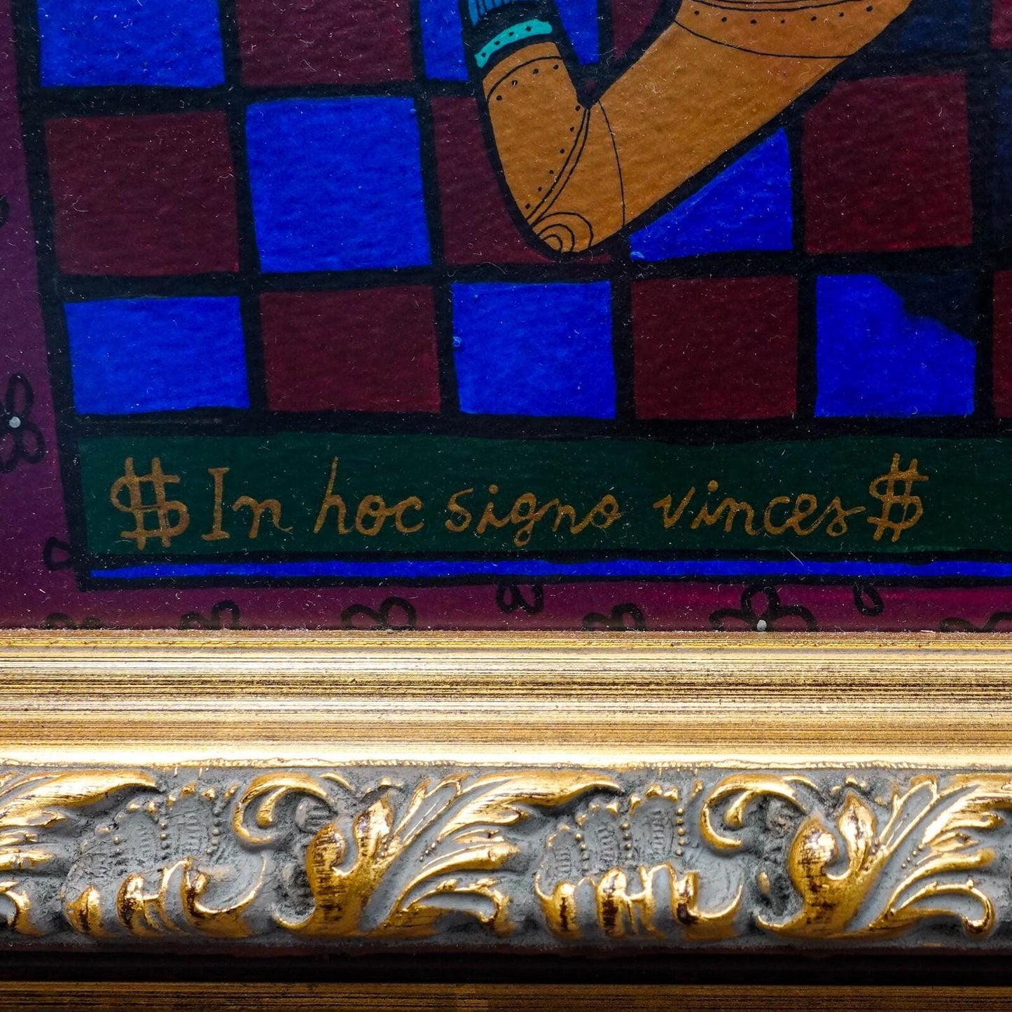 Chenco Columbian Artist "In Hoc Signo Vinces" Acrylic On Paper Painting 1997
