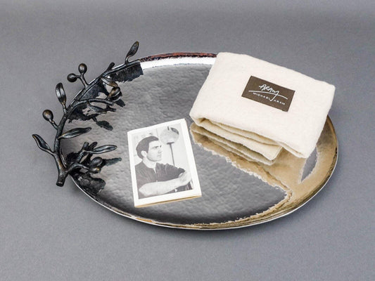 Michael Aram Olive Branch Stainless Steel Serving Platter Tray 14.25"