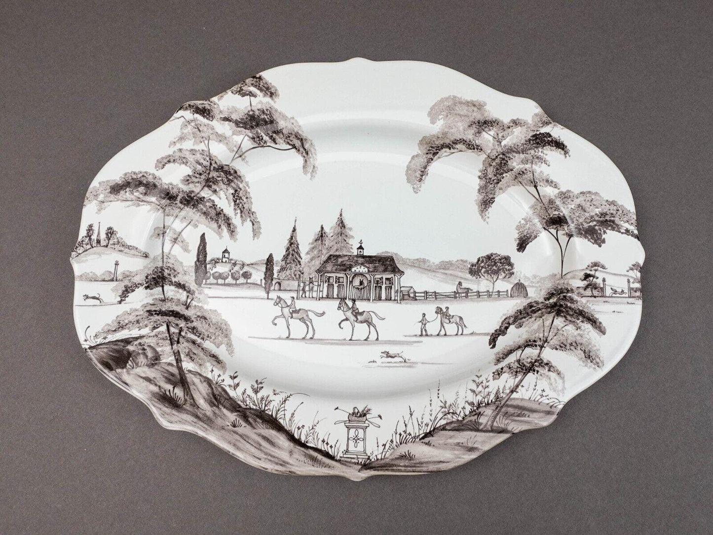 Juliska Country Estate Stable Flint Ceramic Oval Serving Platter 15"