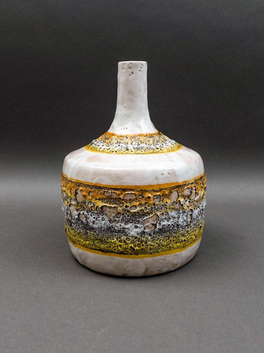 Raymor ARN Italy Mid Century Modern Lava Volcanic Glazed Pottery Jug Vase (Read)