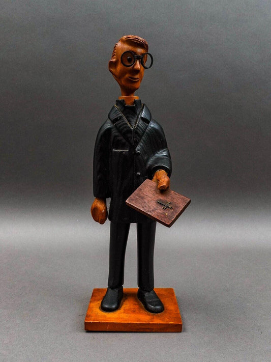 Romer Made In Italy Vintage Hand Carved Wood Priest Preacher Pastor Figurine