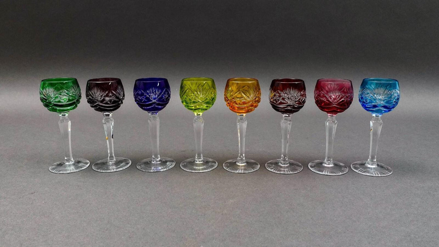 Nachtmann Dekor 124 Cut To Clear Crystal 4 1/2" Cordial Glasses Set Of 8