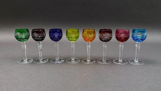 Nachtmann Dekor 124 Cut To Clear Crystal 4 1/2" Cordial Glasses Set Of 8