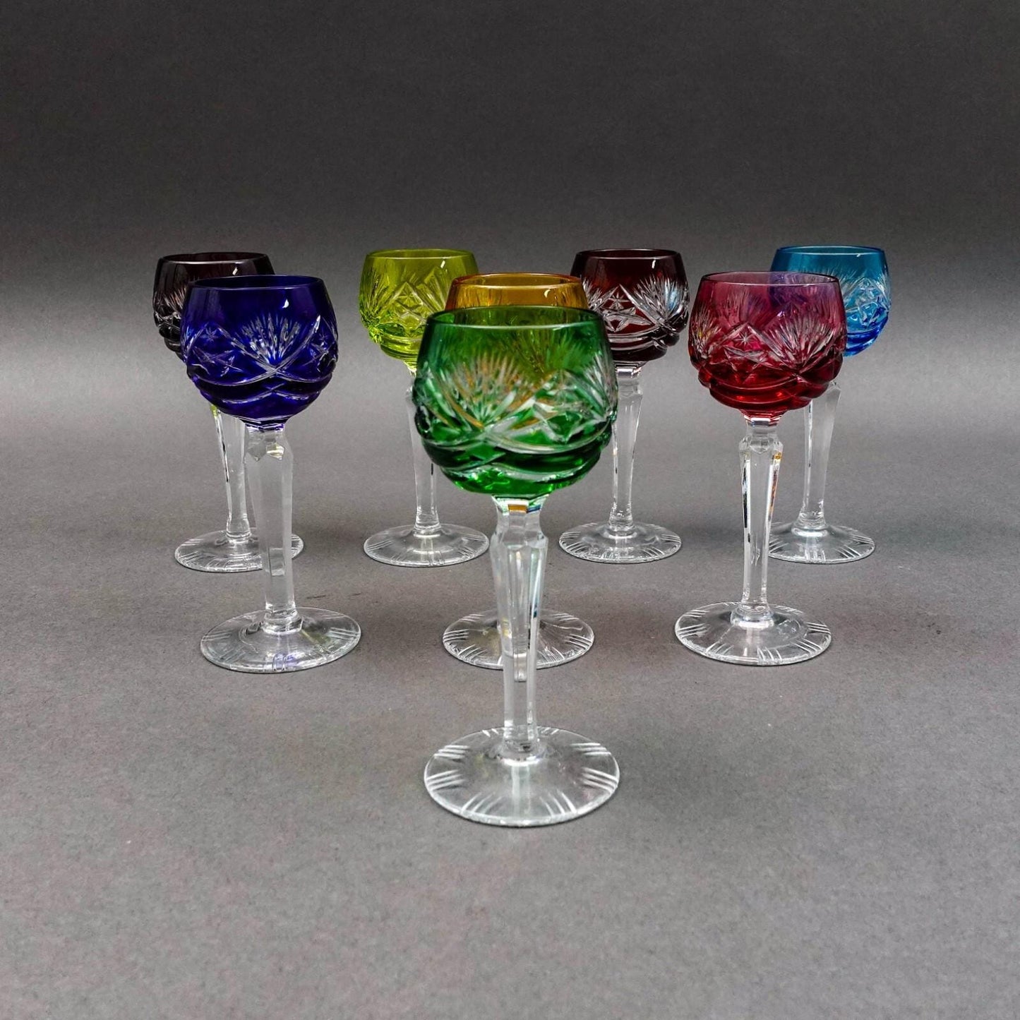 Nachtmann Dekor 124 Cut To Clear Crystal 4 1/2" Cordial Glasses Set Of 8