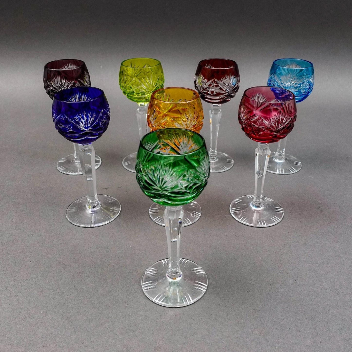 Nachtmann Dekor 124 Cut To Clear Crystal 4 1/2" Cordial Glasses Set Of 8