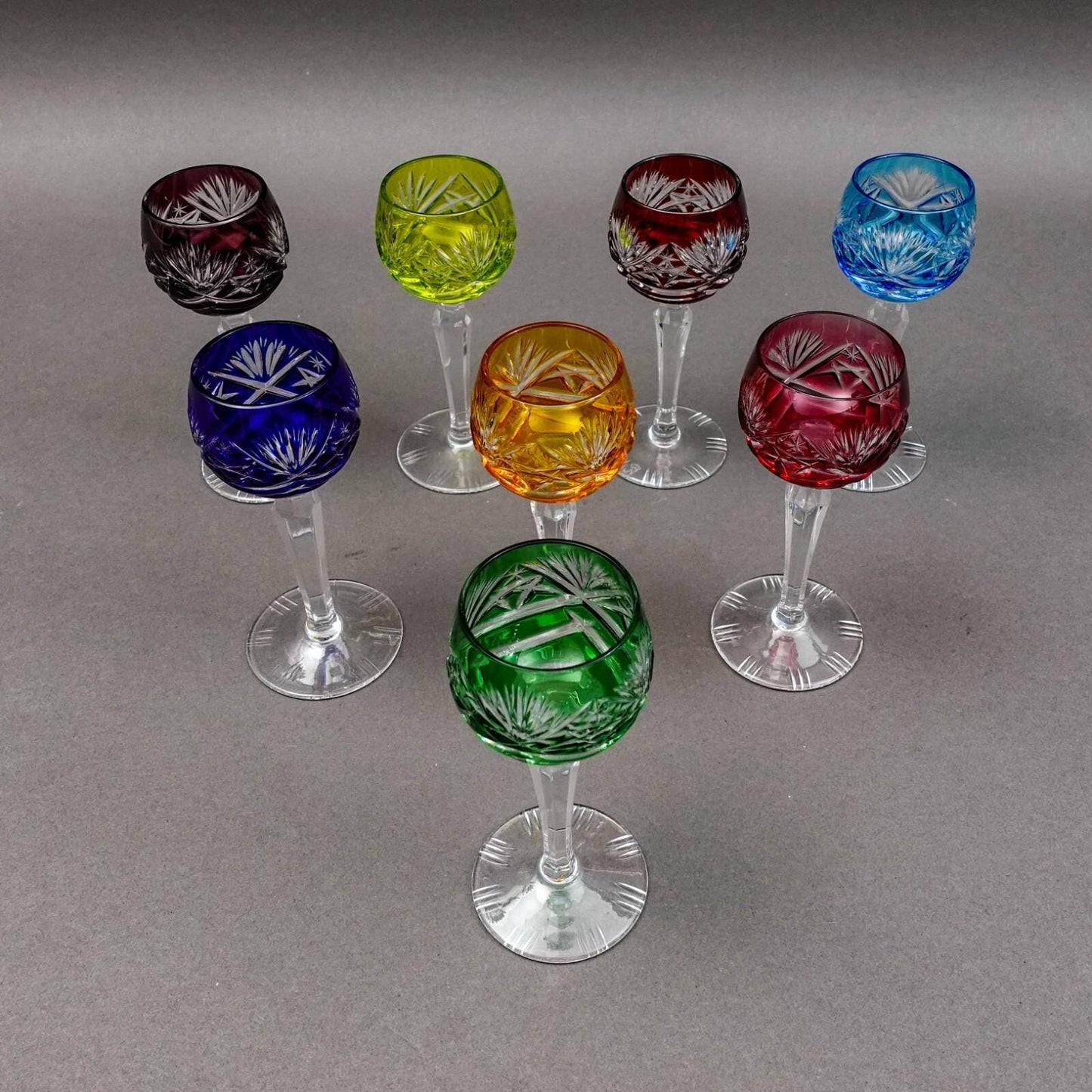 Nachtmann Dekor 124 Cut To Clear Crystal 4 1/2" Cordial Glasses Set Of 8