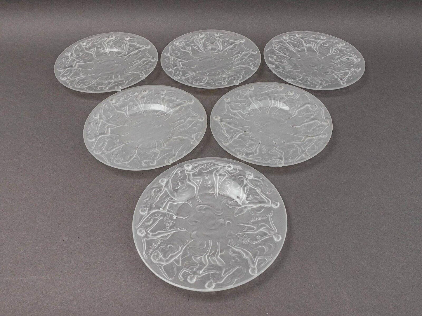 Phoenix Consolidated Glass Martele Line Dancing Nymphs 8 1/4" Plate Set Of 6