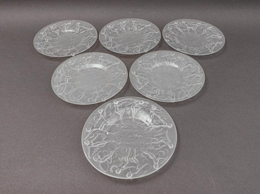 Phoenix Consolidated Glass Martele Line Dancing Nymphs 8 1/4" Plate Set Of 6