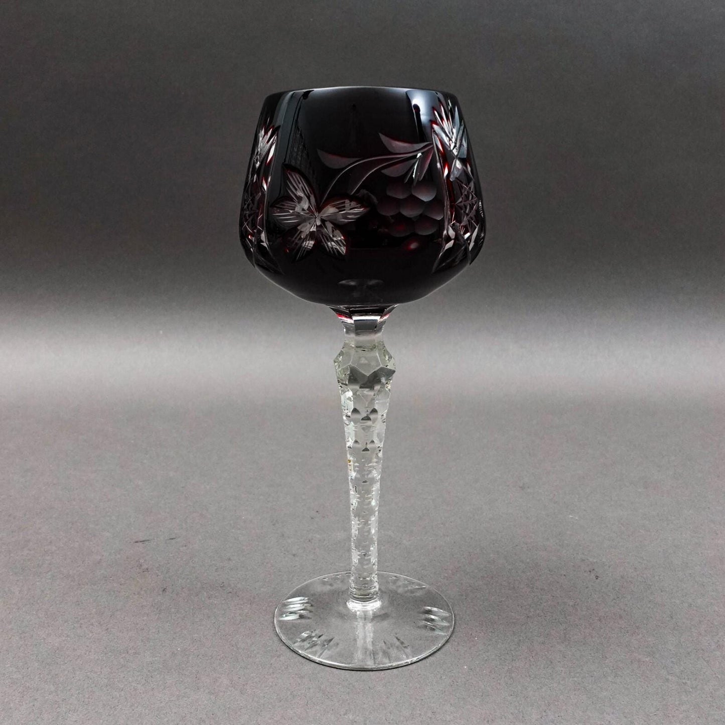 Imperlux Germany Cut to Clear Crystal 8" Wine Hock Glasses Goblets Set Of 6