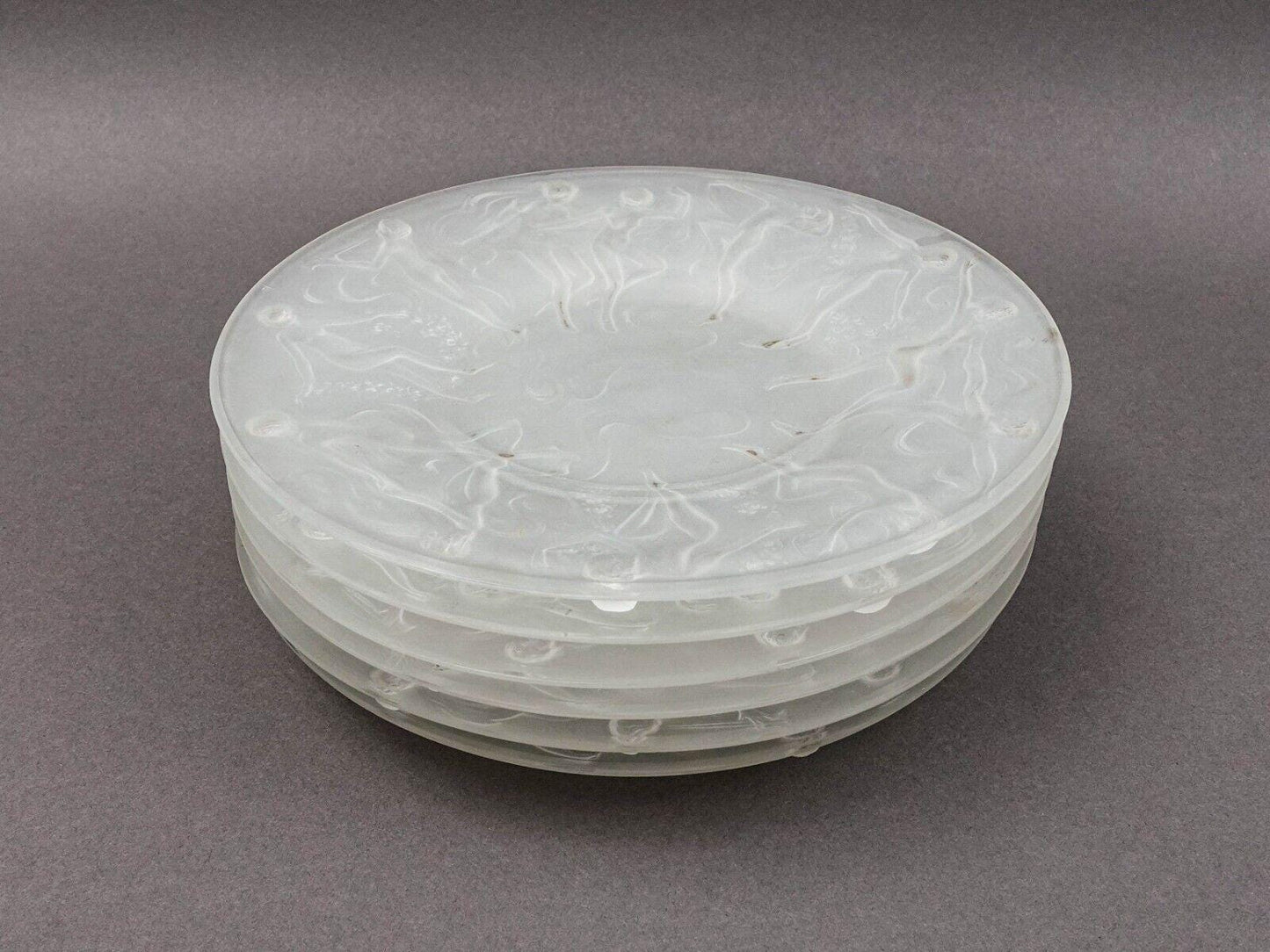 Phoenix Consolidated Glass Martele Line Dancing Nymphs 8 1/4" Plate Set Of 6