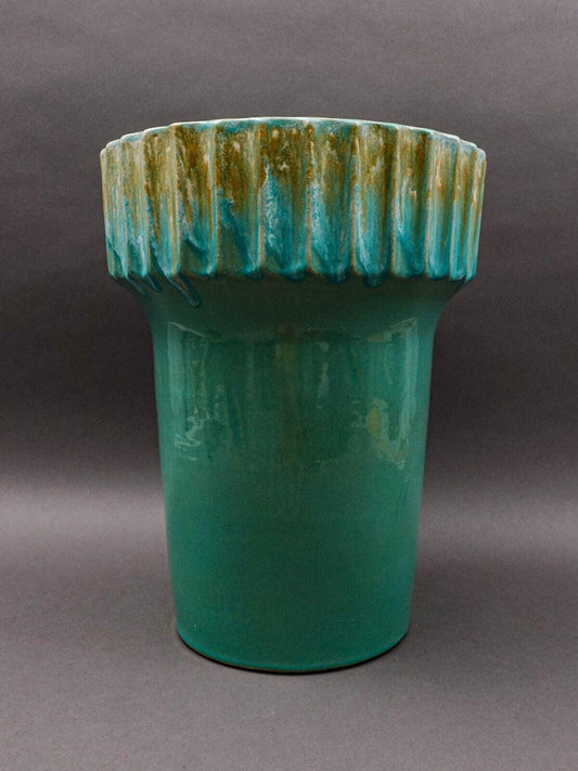 Robinson Ransbottom Roseville, OH Monumental Cog Gear Planter Jardiniere 16 1/2"
