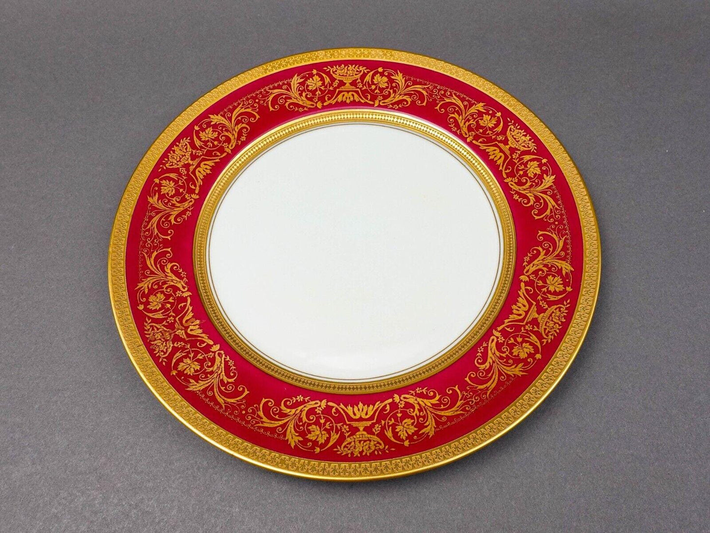Puls Czech Fuchsia Gold Encrusted Porcelain 10 3/4" Dinner Plate Set Of 6