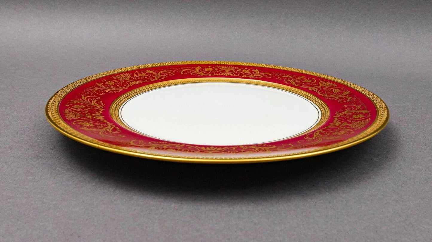 Puls Czech Fuchsia Gold Encrusted Porcelain 10 3/4" Dinner Plate Set Of 6