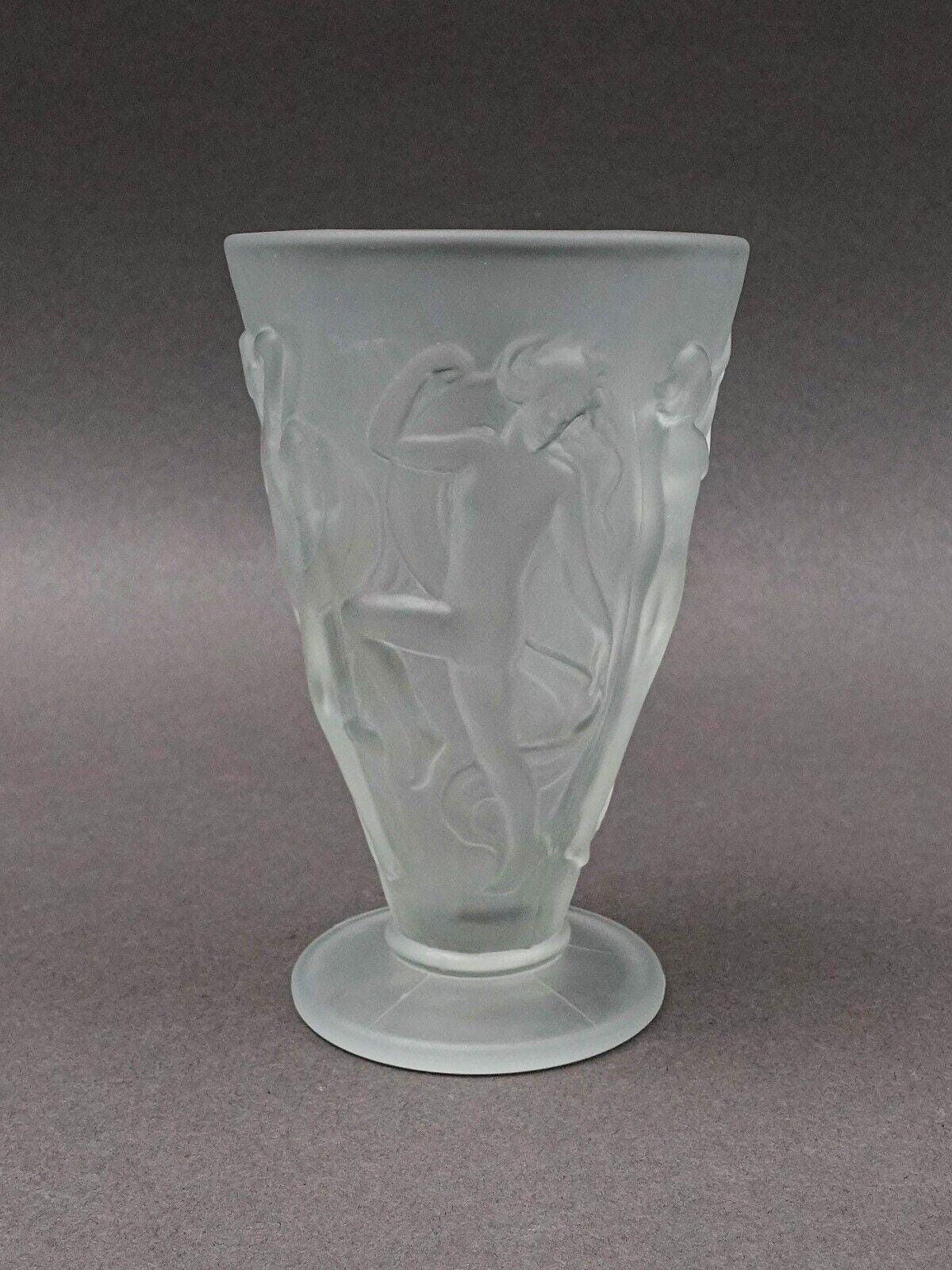 Phoenix Consolidated Glass Martele Line Dancing Nymphs Tumbler Goblet Set Of 6