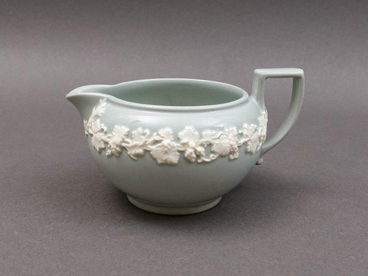 Wedgwood England Vintage Embossed Queensware Cream On Gray Creamer Rare