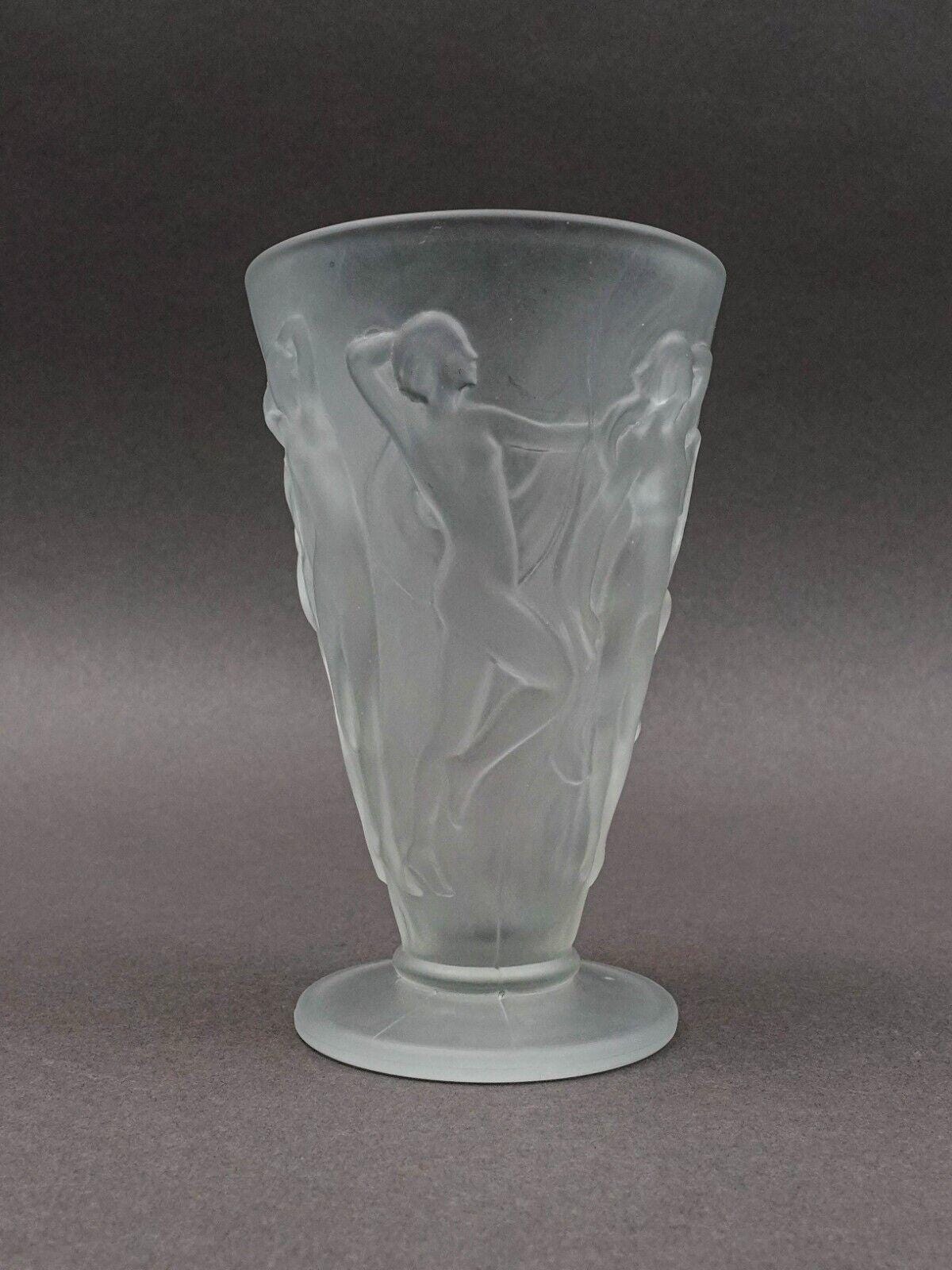 Phoenix Consolidated Glass Martele Line Dancing Nymphs Tumbler Goblet Set Of 6