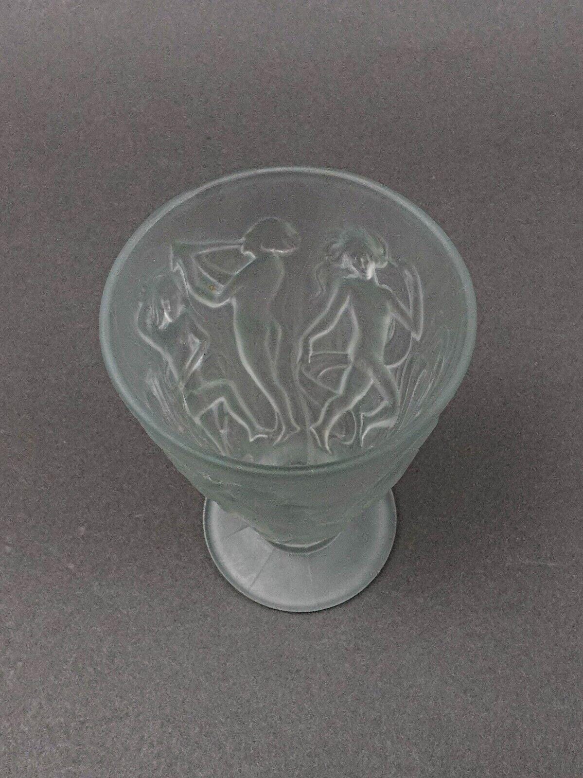 Phoenix Consolidated Glass Martele Line Dancing Nymphs Tumbler Goblet Set Of 6
