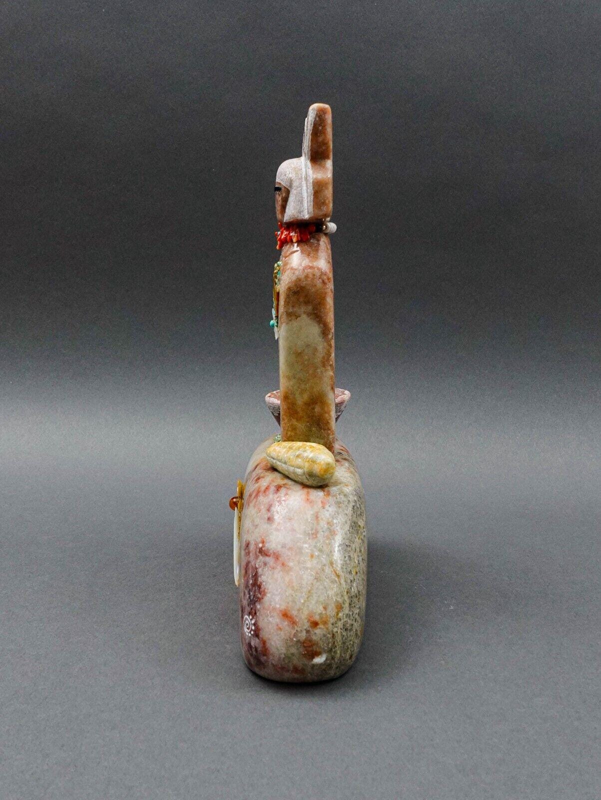 Andy Abeita Isleta Alabaster Coral Turquoise Corn Maiden Fetish Totem Sculpture