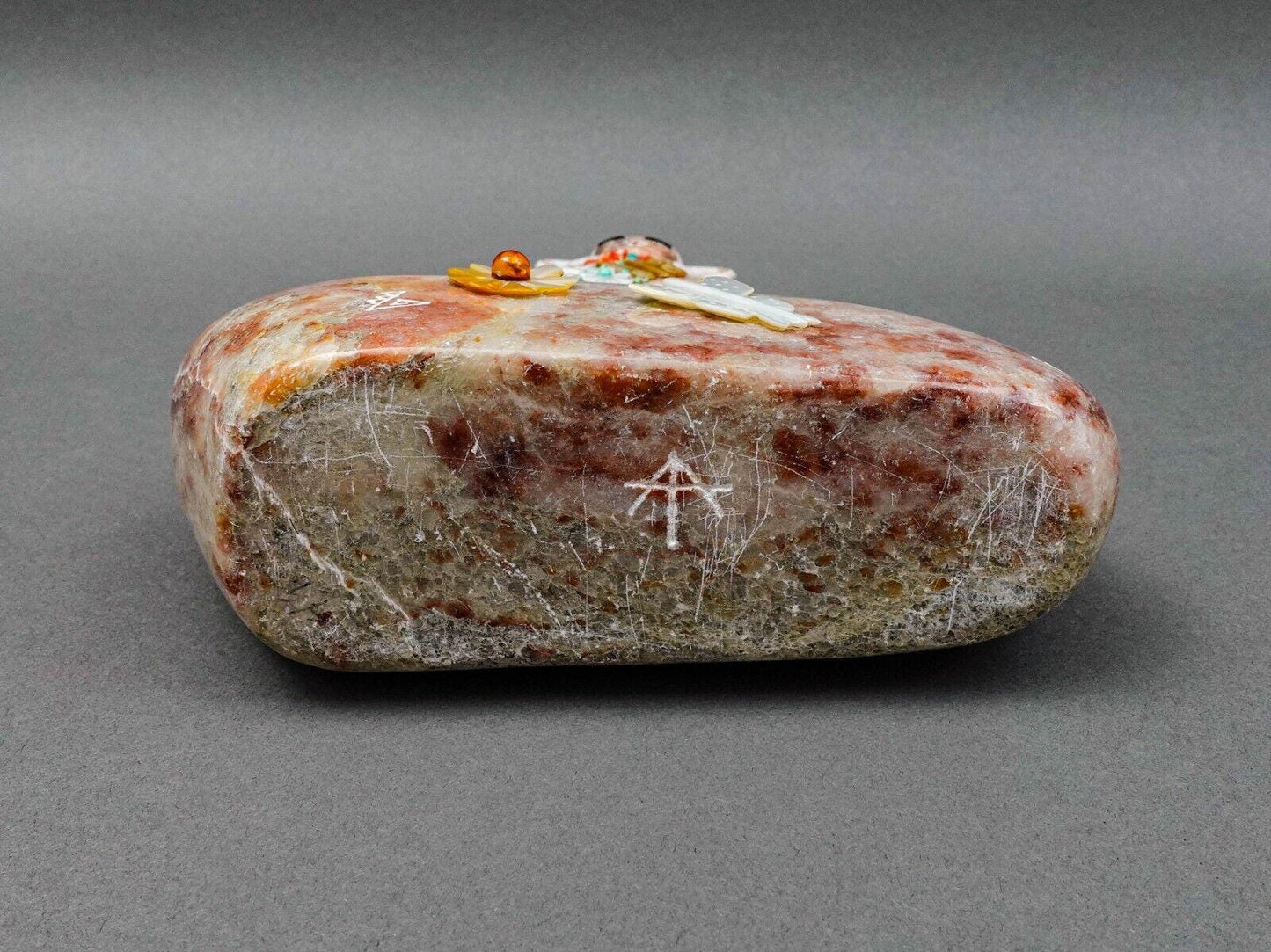 Andy Abeita Isleta Alabaster Coral Turquoise Corn Maiden Fetish Totem Sculpture