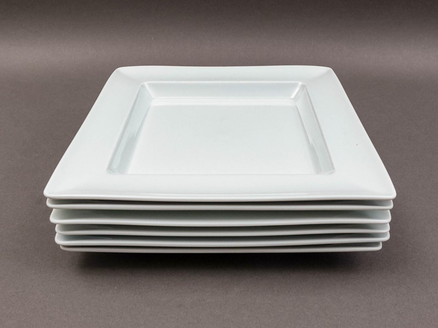 Apilco France Zen Porcelain 9 3/8" Deep Square Rim Dinner Plate Set Of 6