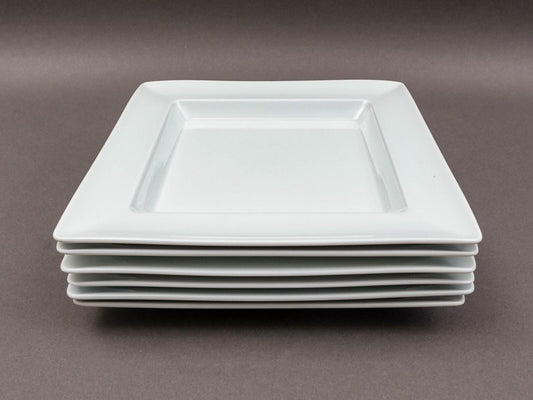 Apilco France Zen Porcelain 9 3/8" Deep Square Rim Dinner Plate Set Of 6