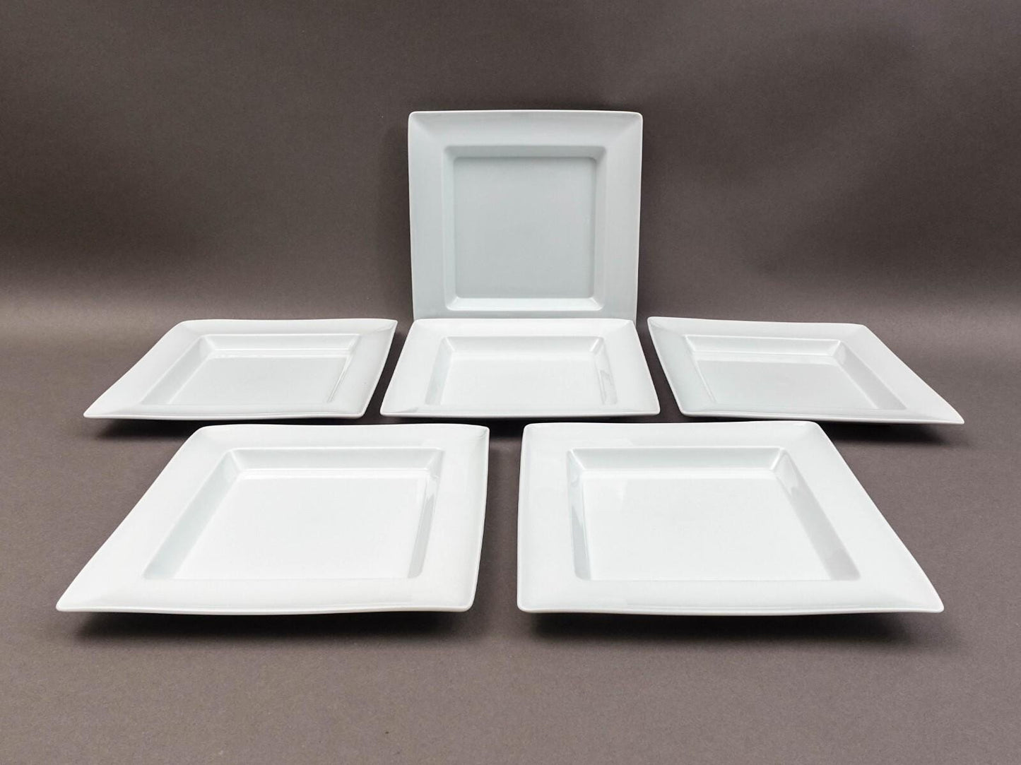 Apilco France Zen Porcelain 9 3/8" Deep Square Rim Dinner Plate Set Of 6