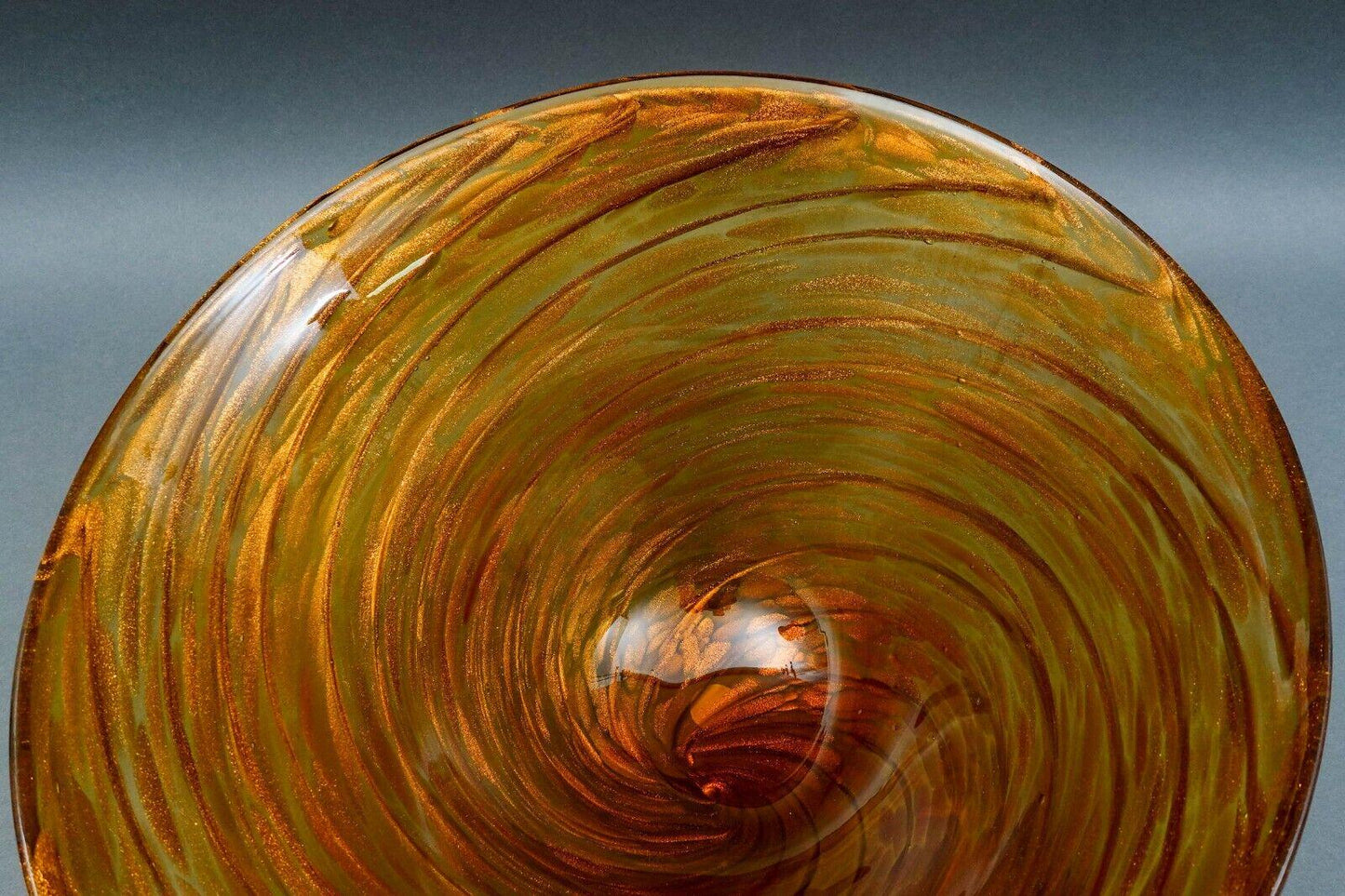 Cristalleria Stile D'Arte Murano Aventurine Swirl Art Glass Centerpiece Bowl