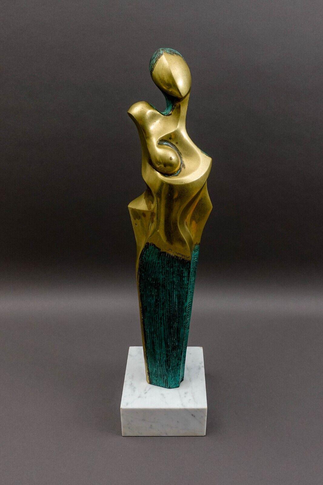 Diego Ortega (Spain, 1937) Modernist Cubist Style Mother Child Bronze Sculpture