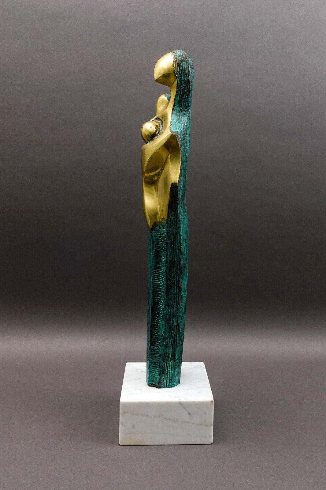 Diego Ortega (Spain, 1937) Modernist Cubist Style Mother Child Bronze Sculpture