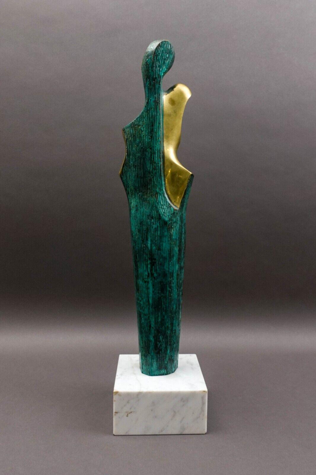 Diego Ortega (Spain, 1937) Modernist Cubist Style Mother Child Bronze Sculpture