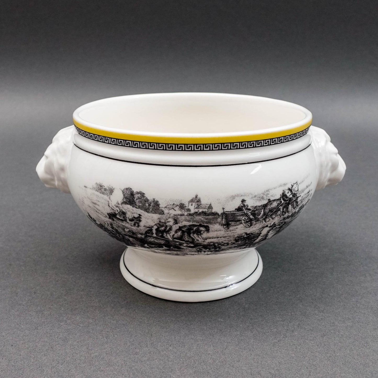 Villeroy & Boch Germany Audun Ferme Lion Head Handled Porcelain Soup Bowl
