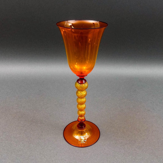 DF Glassworks Murano Italy Davide Fuin Hand Blown Art Glass Goblet Chalice Flute