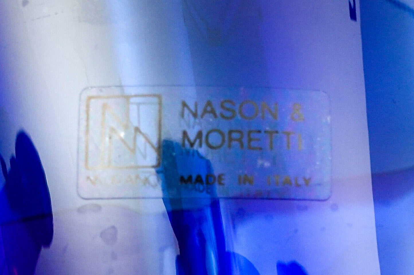 Nason Moretti Signed  Murano Italy  Blue Aventurine Gold Glass Vase 8 3/4"