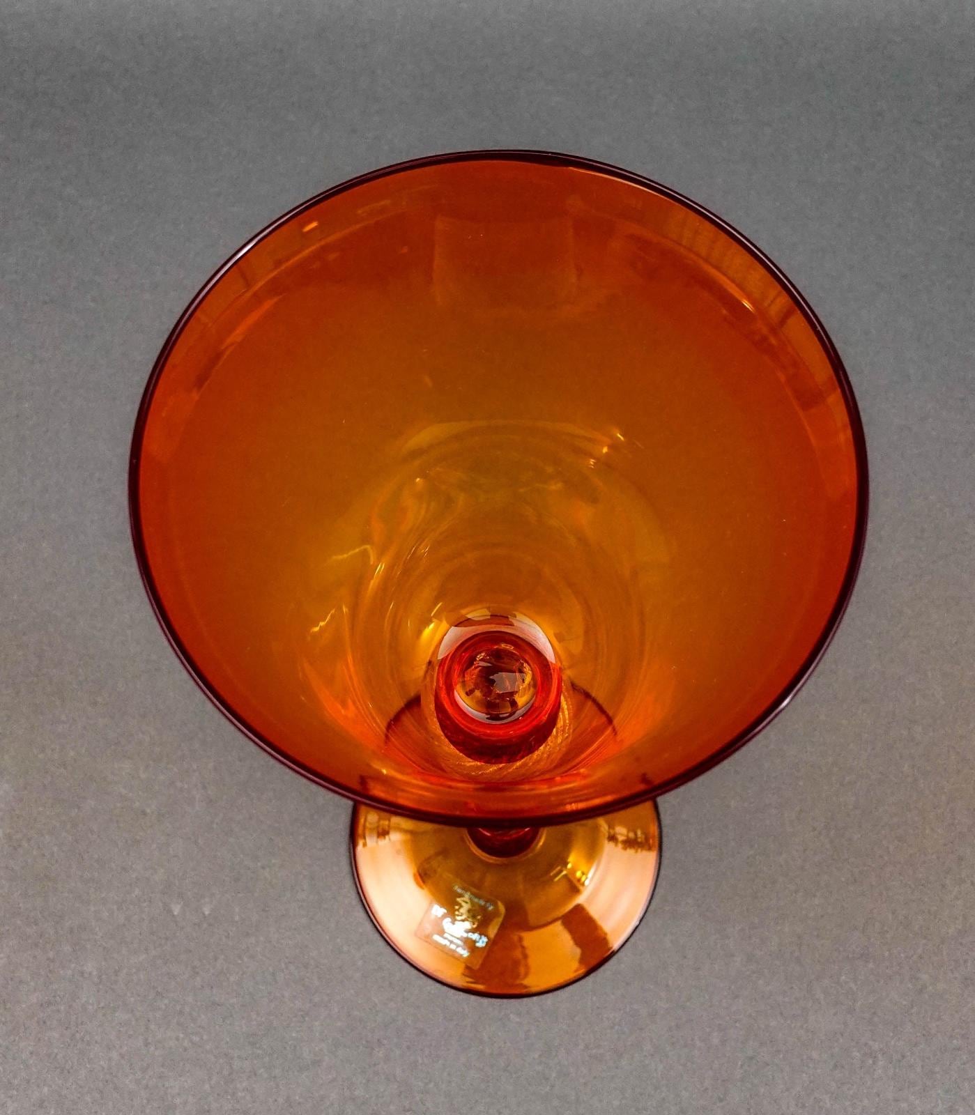DF Glassworks Murano Italy Davide Fuin Hand Blown Art Glass Goblet Chalice Flute