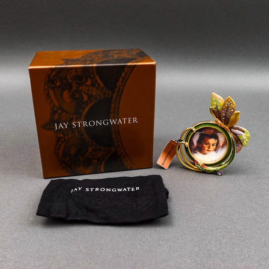 Jay Strongwater Butterfly Enameled Swarovski  2" Round Picture Photo Frame Rare