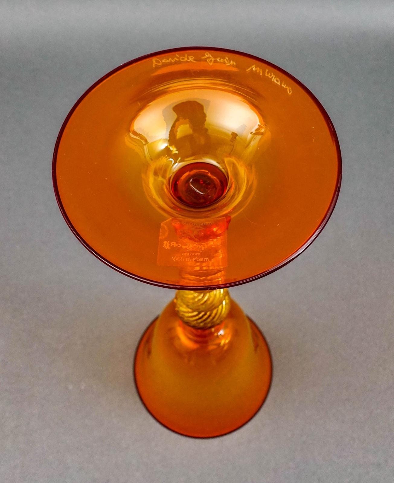 DF Glassworks Murano Italy Davide Fuin Hand Blown Art Glass Goblet Chalice Flute