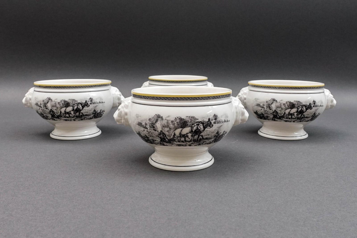 Villeroy & Boch Germany Audun Ferme Lion Head Porcelain Soup Bowl Set Of 4