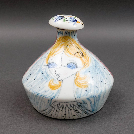 Milvia Quadrifoglio Italy Vintage Hand Painted Pottery Bottle (Read)