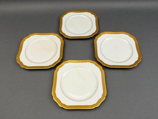 Black Knight Hohenberg Pantheon Gold Rim 7 3/4" Square Salad Plate Set Of 4