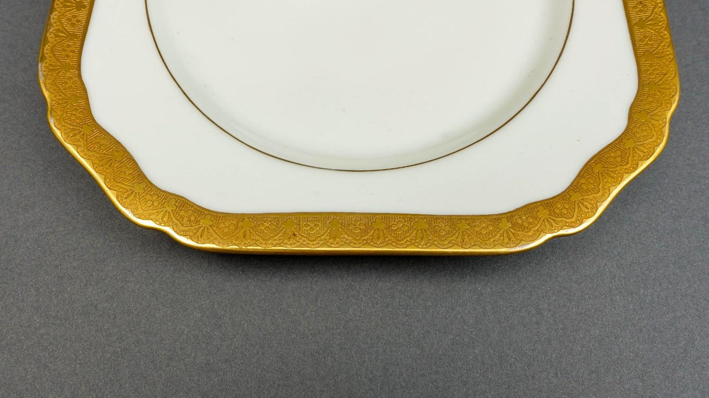 Black Knight Hohenberg Pantheon Gold Rim 7 3/4" Square Salad Plate Set Of 4