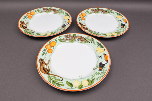 Lynn Chase Design Tropica Like Monkey Business Porcelain Dinner Plate Set Of 3
