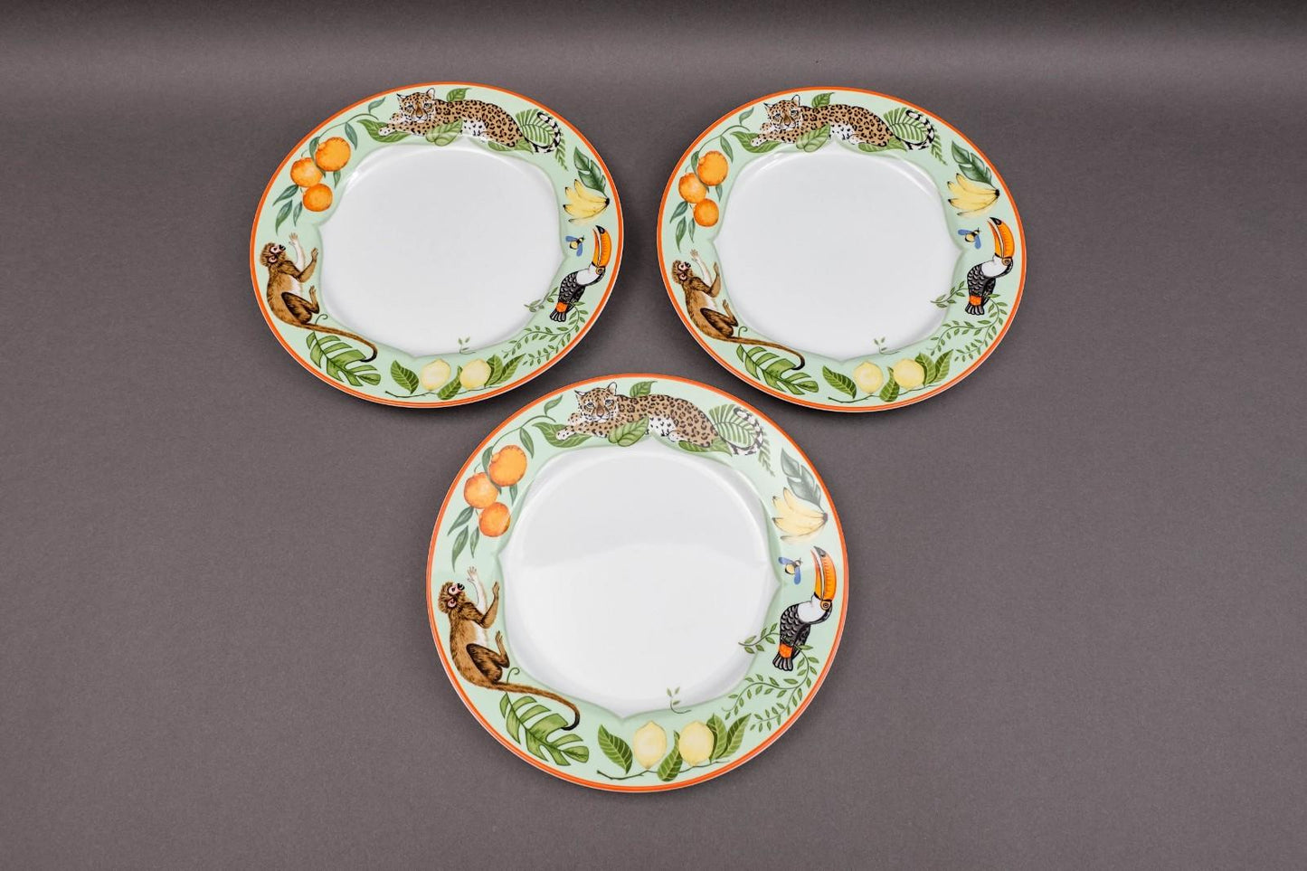 Lynn Chase Design Tropica Like Monkey Business Porcelain Dinner Plate Set Of 3