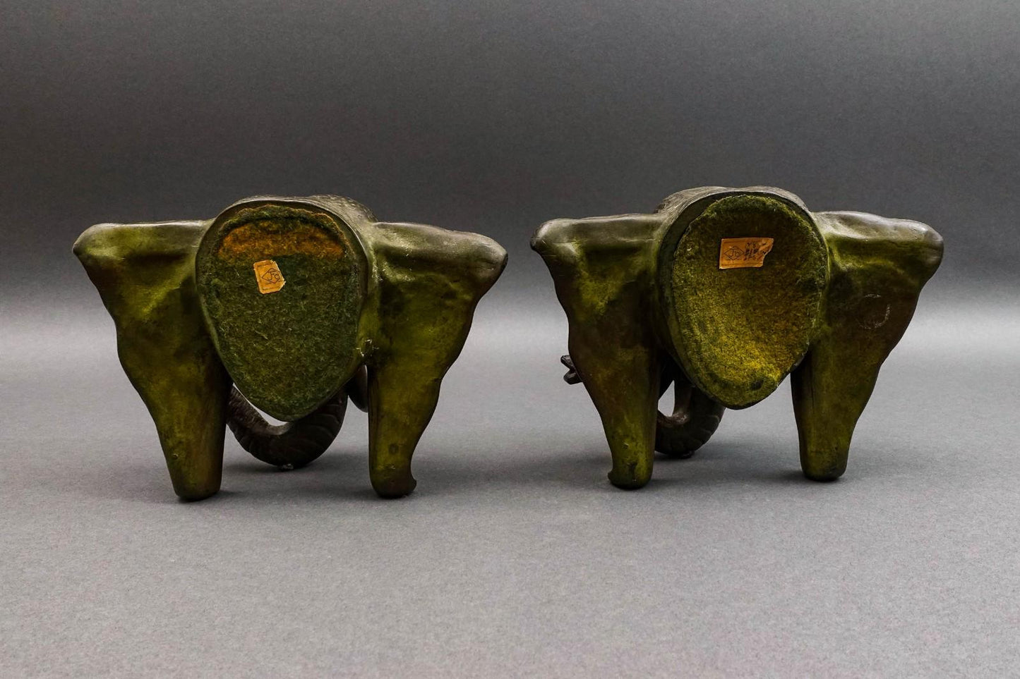 JF Co. Company Antique Pair Of Bronze Elephant Sculpture Bookends