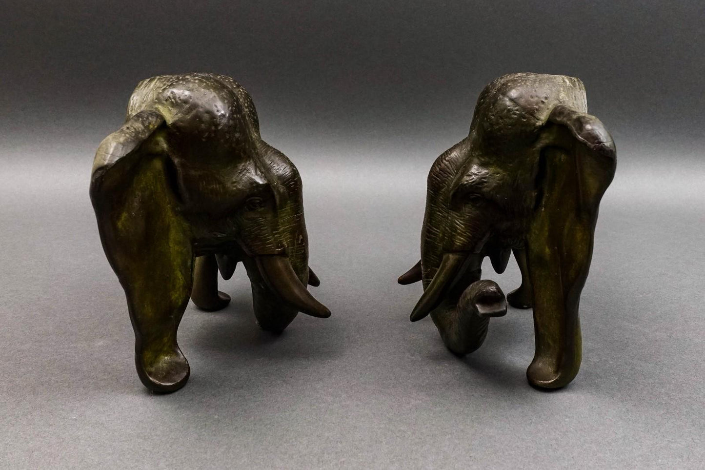 JF Co. Company Antique Pair Of Bronze Elephant Sculpture Bookends