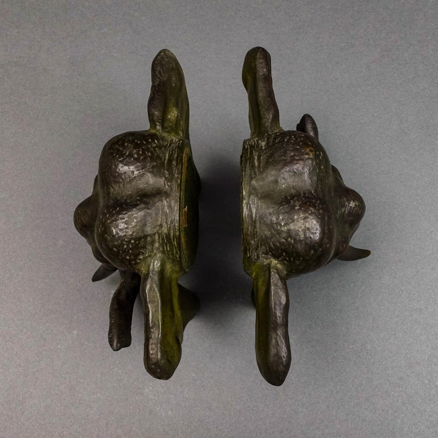 JF Co. Company Antique Pair Of Bronze Elephant Sculpture Bookends