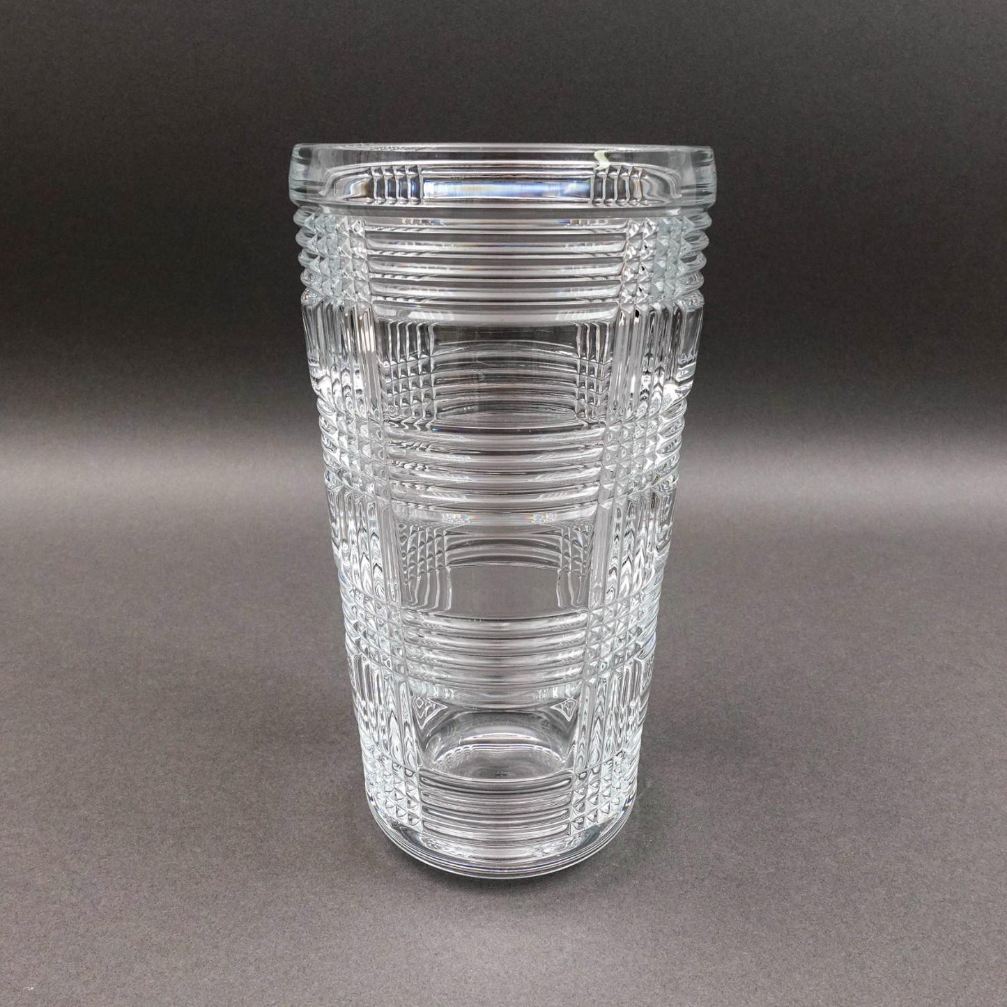Ralph Lauren Acid Signature Glen Plaid Crystal Vase 10"