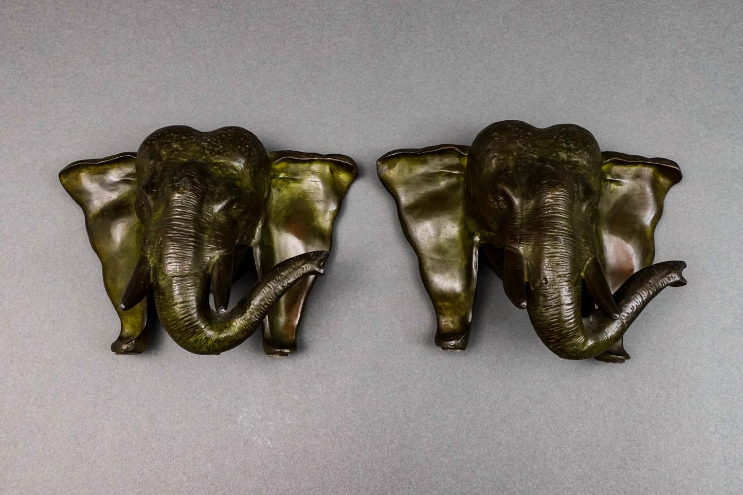 JF Co. Company Antique Pair Of Bronze Elephant Sculpture Bookends