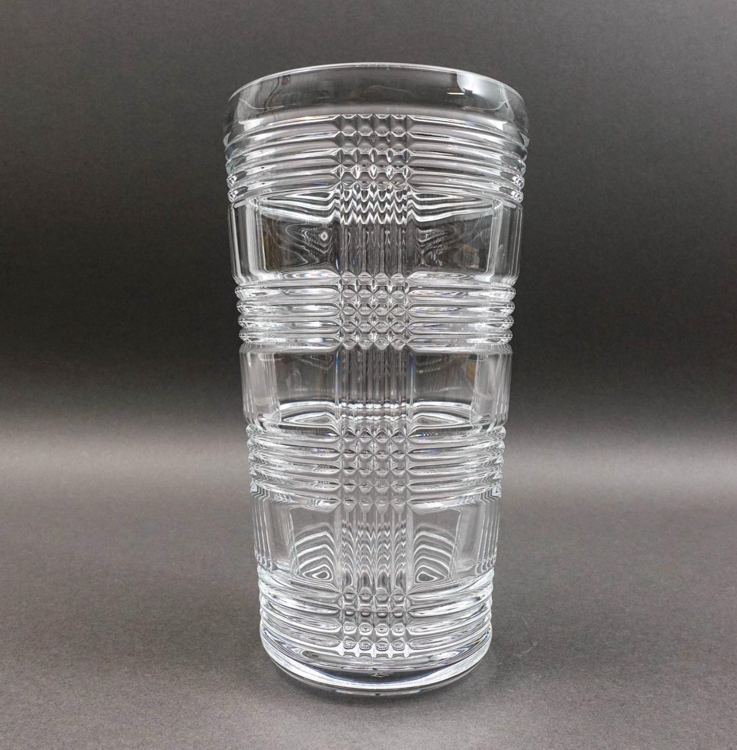 Ralph Lauren Acid Signature Glen Plaid Crystal Vase 10"
