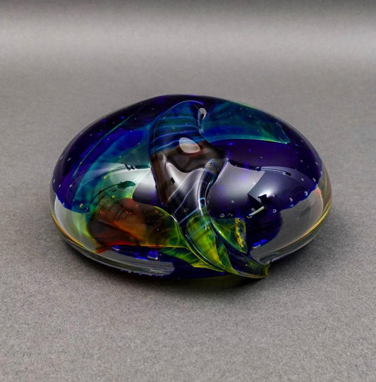 Seguso Viro SIgned Murano Italy Multi Color Art Glass Paperweight Sculpture
