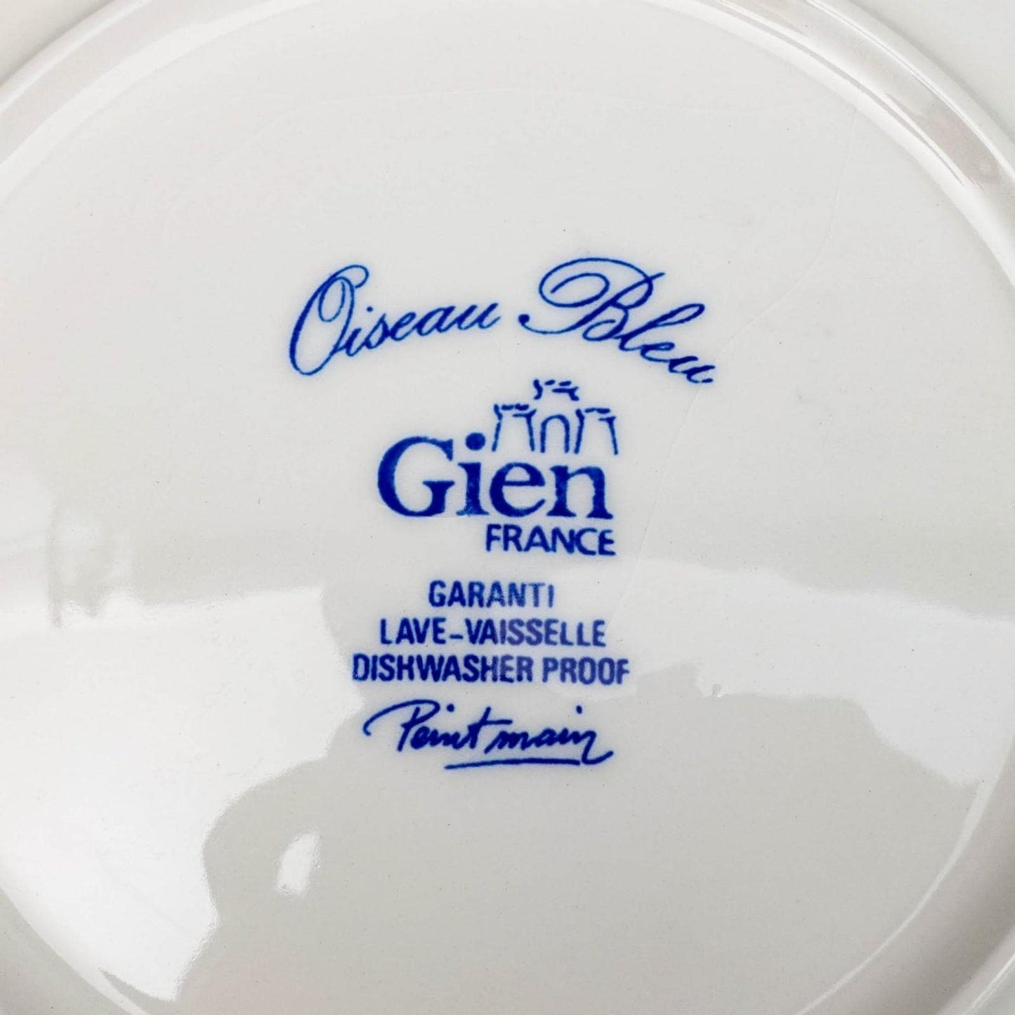 Gien France Oiseau Bleu Birds Fruits Gravy Sauce Boat & Underplate